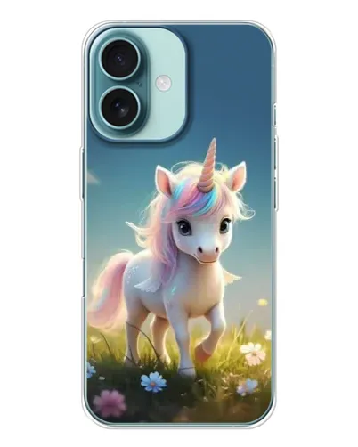 Чохол для iPhone 16 з картинкою «Єдиноріг на галявині»