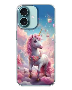 Чохол для iPhone 16 з картинкою «Єдиноріг серед хмар»