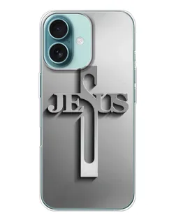 Чехол для iPhone 16 с картинкой «Металлический крест Jesus»