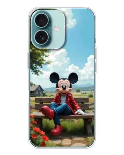 Чохол для iPhone 16 з картинкою «Міккі на лавці»