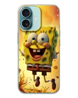 Чохол для iPhone 16 з картинкою «Губка Боб стрибає»