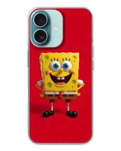 Чохол для iPhone 16 з картинкою «Спанч Боб на червоному»