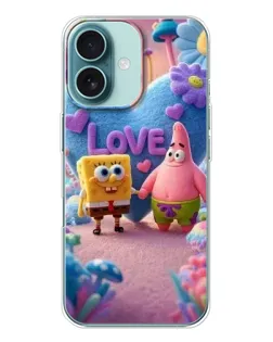 Чохол для iPhone 16 з картинкою «Губка Боб Патрік»
