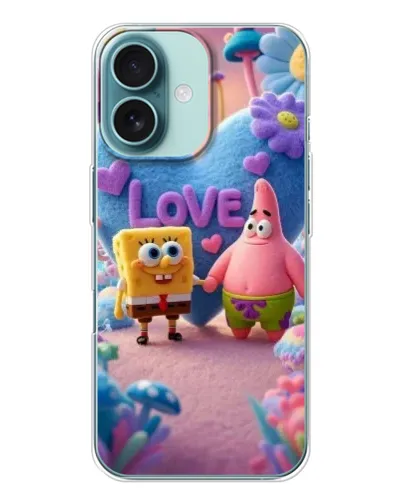 Чохол для iPhone 16 з картинкою «Губка Боб Патрік»