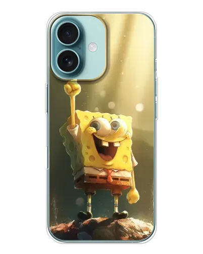Чохол для iPhone 16 з картинкою «Сяючий Спанч Боб»