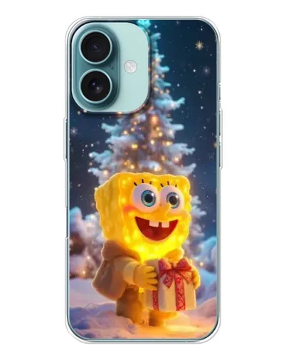 Чохол для iPhone 16 з картинкою «Різдвяний Спанч Боб»