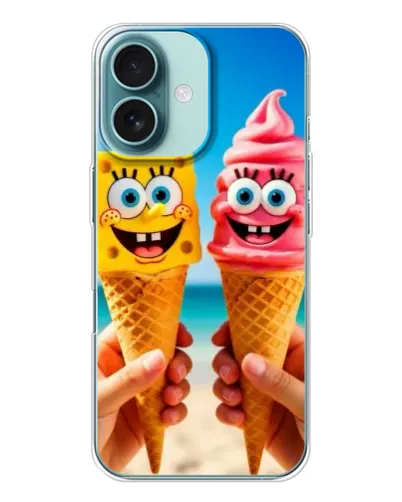 Чохол для iPhone 16 з картинкою «Спанч Боб морозиво»