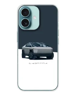 Чохол для iPhone 16 з картинкою «Сріблястий Cybertruck Tesla»