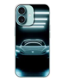 Чохол для iPhone 16 з картинкою «Tesla в неоні»