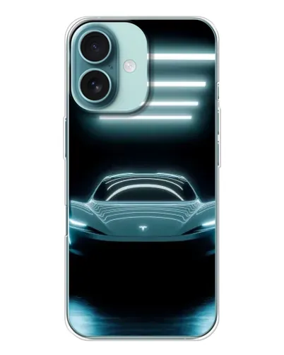 Чохол для iPhone 16 з картинкою «Tesla в неоні»