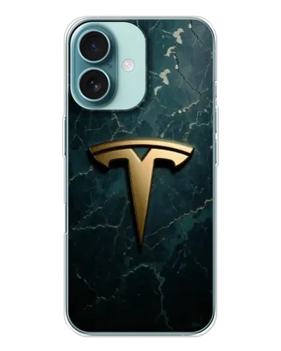 Чохол для iPhone 16 з картинкою «Мармурова Tesla Gold»
