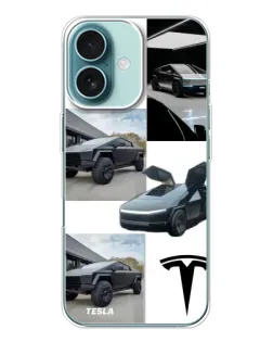 Чохол для iPhone 16 з картинкою «Колаж Cybertruck Tesla»