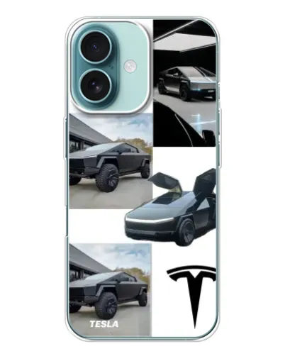 Чохол для iPhone 16 з картинкою «Колаж Cybertruck Tesla»