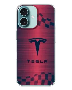 Чохол для iPhone 16 з картинкою «Тесла червоний карбон»