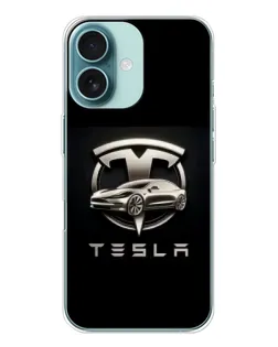 Чохол для iPhone 16 з картинкою «Tesla — срібне авто»