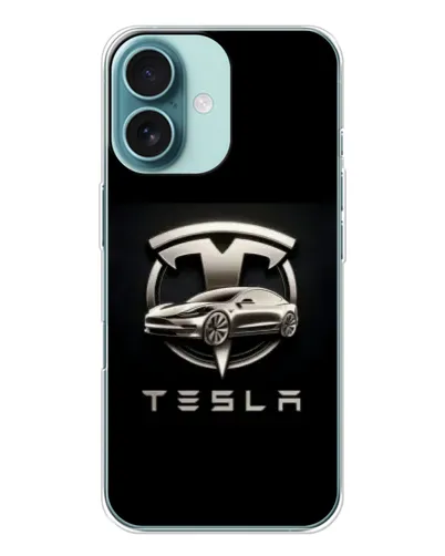 Чохол для iPhone 16 з картинкою «Tesla — срібне авто»