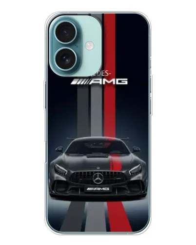 Чохол для iPhone 16 з картинкою «Mercedes — білий карбон»