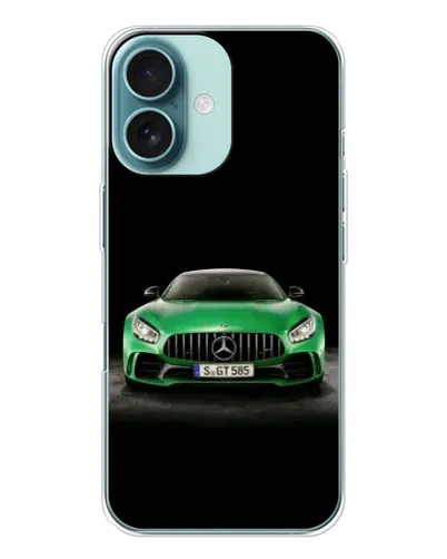 Чохол для iPhone 16 з картинкою «Mercedes — неоновий лого»