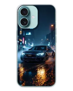 Чохол для iPhone 16 з картинкою «Нічне місто та Audi»