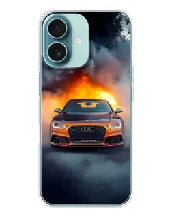 Чохол для iPhone 16 з картинкою «Audi у вогняному диму»
