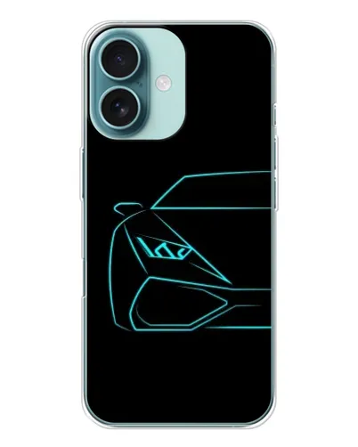 Чохол для iPhone 16 з картинкою «Блакитний силует Lamborghini»