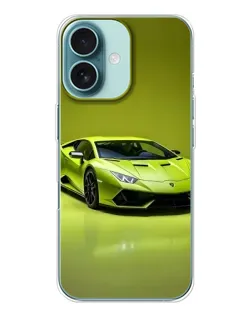 Чохол для iPhone 16 з картинкою «Салатовий Lamborghini Huracan»
