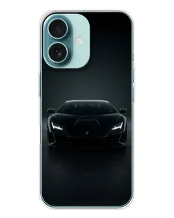 Чохол для iPhone 16 з картинкою «Чорний Lamborghini Aventador»