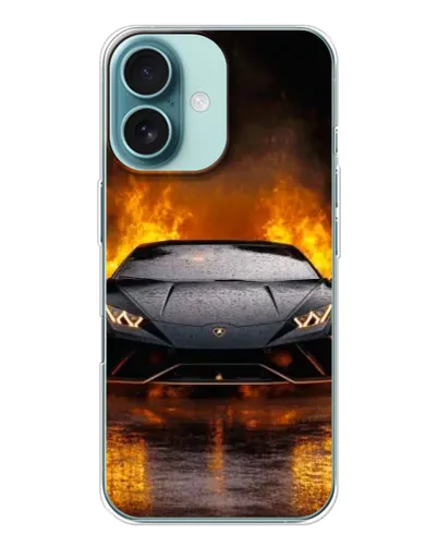Чохол для iPhone 16 з картинкою «Lamborghini у вогні»