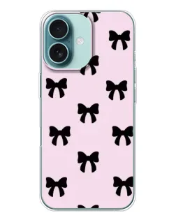 Чохол для iPhone 16 з картинкою «Чорні банти Coquette»