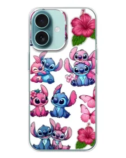 Чохол для iPhone 16 з картинкою «Стікери Stitch та Angel»