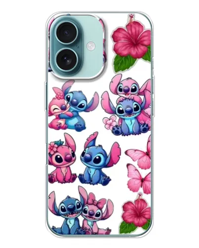 Чохол для iPhone 16 з картинкою «Стікери Stitch та Angel»