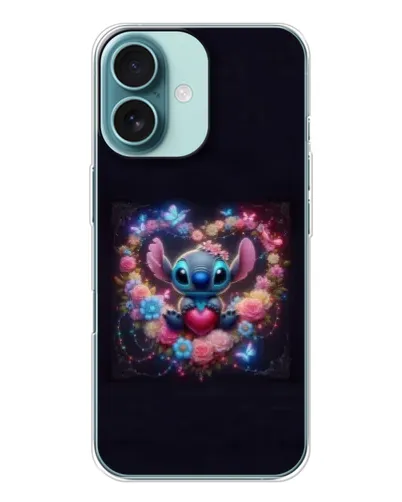 Чохол для iPhone 16 з картинкою «Stitch у квітах»