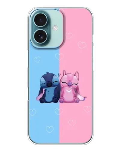 Чохол для iPhone 16 з картинкою «Stitch та Angel Love»