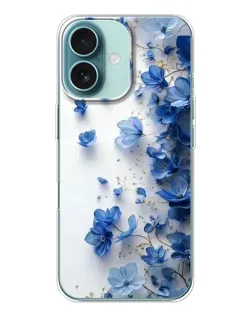 Чохол для iPhone 16 з картинкою «Блакитний квітковий каскад»