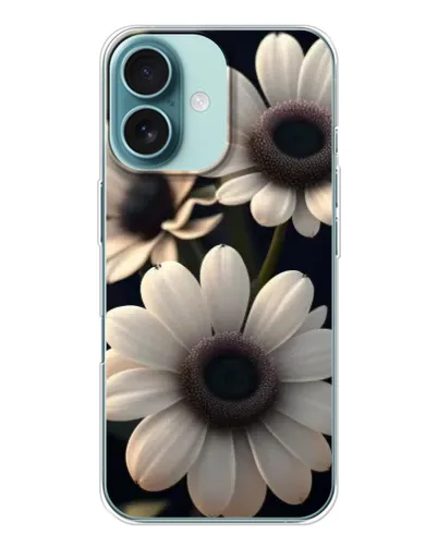 Чохол для iPhone 16 з картинкою «Білі маргаритки макро»