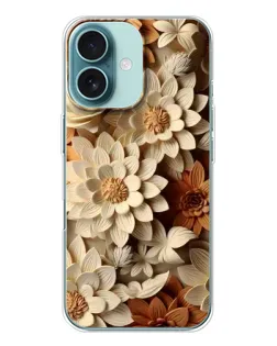 Чохол для iPhone 16 з картинкою «Бежевий флористичний декор»