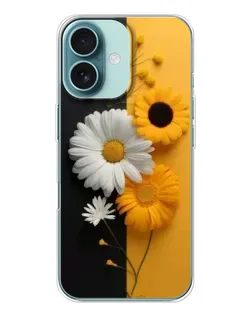 Чохол для iPhone 16 з картинкою «Соняшник та ромашка»