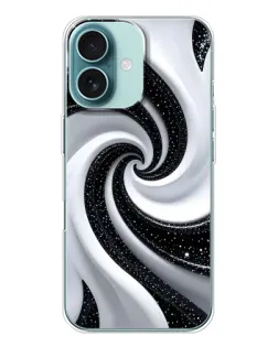 Чохол для iPhone 16 з картинкою «Чорно-біла спіраль»