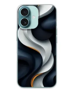 Чохол для iPhone 16 з картинкою «Об'ємні чорно-білі стрічки»