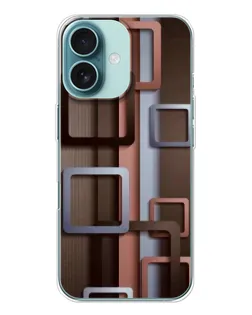 Чохол для iPhone 16 з картинкою «Коричневі об'ємні квадрати»