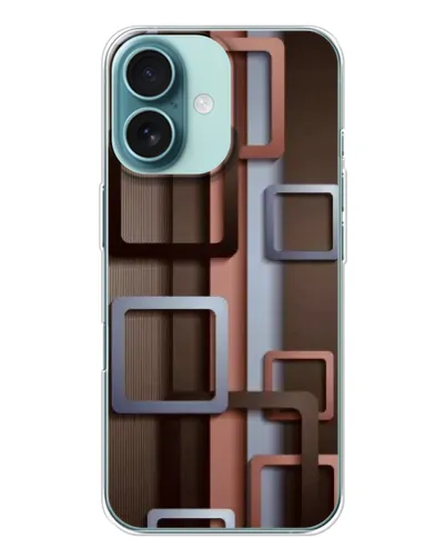 Чохол для iPhone 16 з картинкою «Коричневі об'ємні квадрати»