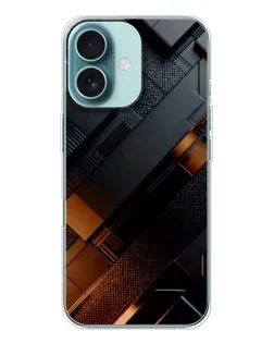 Чохол для iPhone 16 з картинкою «Чорні геометричні блоки»