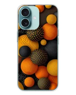 Чохол для iPhone 16 з картинкою «Об'ємні помаранчеві сфери»