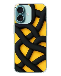 Чохол для iPhone 16 з картинкою «Чорне жовте переплетення»