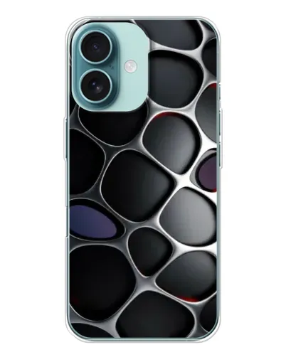Чохол для iPhone 16 з картинкою «Об'ємна темна решітка»