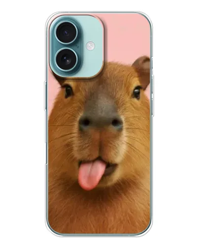 Чохол для iPhone 16 з картинкою «Капібара з язиком»