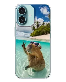 Чохол для iPhone 16 з картинкою «Капібара на морі»