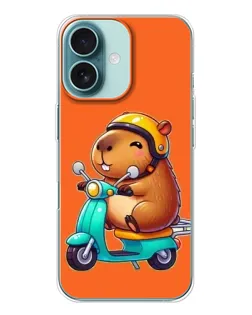 Чохол для iPhone 16 з картинкою «Капібара на скутері»