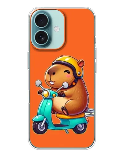 Чохол для iPhone 16 з картинкою «Капібара на скутері»