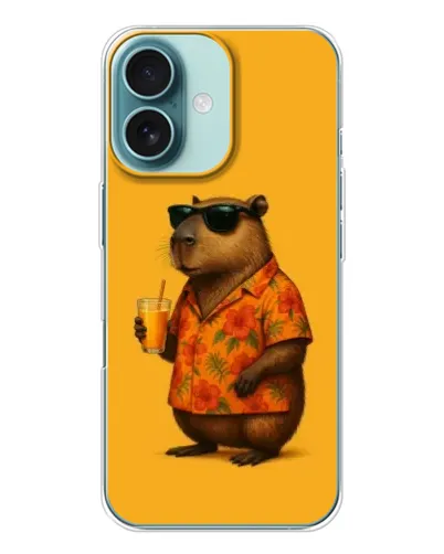 Чохол для iPhone 16 з картинкою «Капібара на відпочинку»